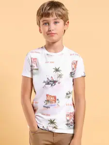 U.S. Polo Assn. Kids Boys Conversational Printed Round Neck Cotton T-shirt