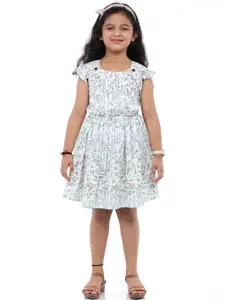 BAESD Girls Flutter Sleeve Pure Cotton Fit & Flare Dress