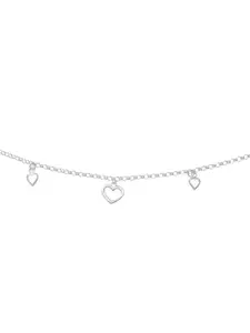 Taraash 925 Sterling Silver Heart Shaped Charm Anklet
