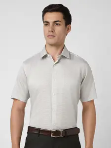 Van Heusen Men Regular Fit Spread Collar Textured Cotton Formal Shirt