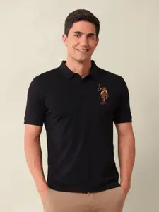 U.S. Polo Assn. Men Graphic Printed Polo Collar Cotton Slim Fit T-shirt