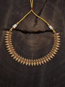 Kushal's Fashion Jewellery Gold-Plated Artificial Stones Antique Necklace