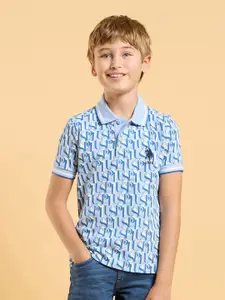 U.S. Polo Assn. Kids Boys Typography Printed Polo Collar Cotton T-shirt