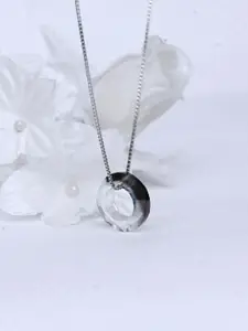 Satlaa 925 Sterling Silver Silver-Plated Circular Shaped Minimal Pendant Necklace