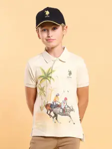 U.S. Polo Assn. Kids Boys Graphic Printed Polo Collar Cotton T-shirt