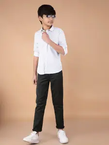 Crimsoune Club Boys Classic Fit Spread Collar Floral Printed Cotton Casual Shirt