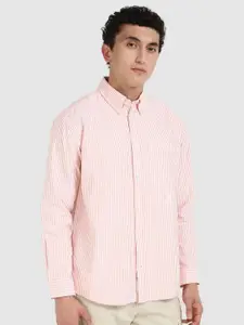 Tommy Hilfiger Men Button-Down Collar Vertical Striped Cotton Casual Shirt