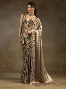 Saree mall Embellished Sequinned Satin Sarees
