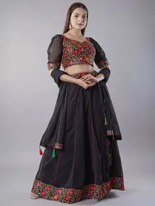 Utsav Fashion Floral Embroidered Thread Work Ready to Wear Lehenga & Choli With Dupatta