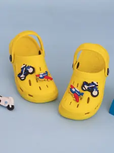 Yellow Bee Boys Airplane & Motorbike Printed Clogs Flip Flops