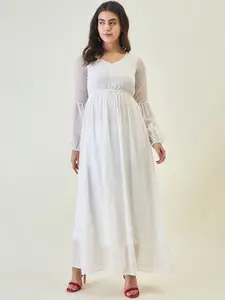 aayu Women Embroidered Puff Sleeve Fit & Flare Dress