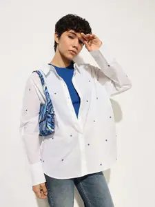 ONLY Women onlZOE Relaxed Fit Spread Collar Polka Dots Printed Cotton Casual Shirt