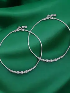 Taraash Set Of 2 925 Sterling Silver Anklets