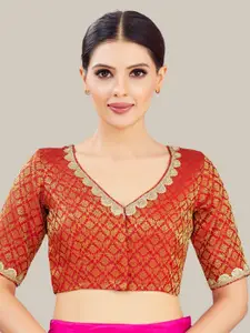 Studio Shringaar Embroidered V-Neck Readymade Saree Blouse