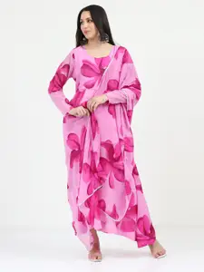 Raiyani Fashion Floral Print Crepe Fit & Flare Round Neck Maxi Dress