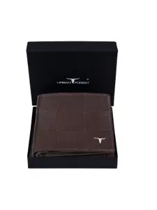 URBAN FOREST Men Checked Leather Two Fold Wallet