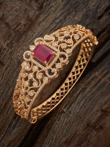 Kushal's Fashion Jewellery Red Gold-Plated Party Zircon Kada
