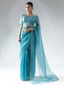 Saree mall Embellished Beads and Stones Organza Ready to Wear Sarees