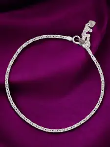 Taraash 925 Sterling Silver Heart Shaped Charm Anklet
