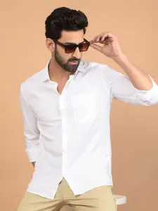 Crimsoune Club Men Classic Slim Fit Spread Collar Solid Cotton Casual Shirt