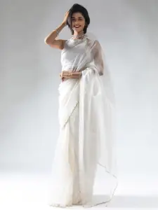 Saree mall Beads and Stones Organza Ready to Wear Sarees