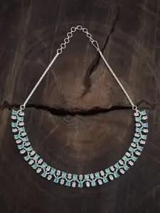 Kushal's Fashion Jewellery Mint Rhodium-Plated Party Zircon Necklace