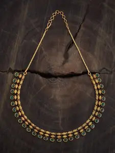 Kushal's Fashion Jewellery Copper Gold-Plated Stone Studded Antique Necklace