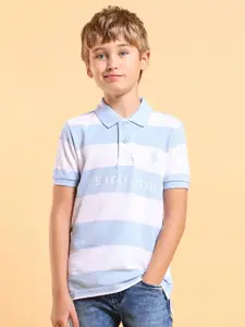 U.S. Polo Assn. Kids Boys Striped Polo Collar Cotton T-shirt
