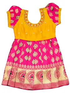 AMIRTHA FASHION Embellished Embroidered Puff Sleeve Jacquard Maxi Dress