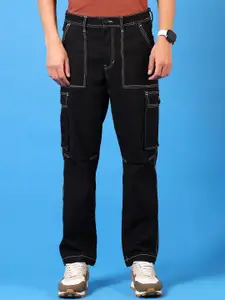 V-Mart Men Cotton Regular Fit Mid-Rise Contrast Stitch Detail Cargos