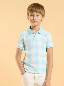 U.S. Polo Assn. Kids Boys Checked Polo Collar Cotton T-shirt
