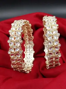 Anouk Set Of 2 Gold-Plated Kundan-Studded Designer Wedding Bangles