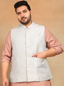 Sztori Men Plus Size Printed Brocade Nehru Jacket