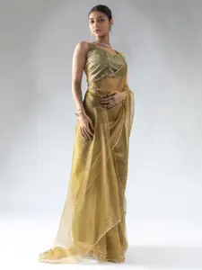 Saree mall Beads and Stones Organza Ready to Wear Sarees