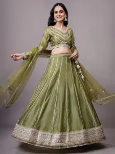 Utsav Fashion Embroidered Mirror Work Ready To Wear Lehenga & Choli  With Dupatta