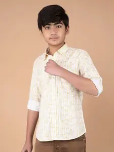 Crimsoune Club Boys Classic Fit Spread Collar Floral Printed Cotton Casual Shirt