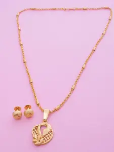 Ramdev Art Fashion Jwellery Gold Plated Leaf Design Round Pendant With Studs