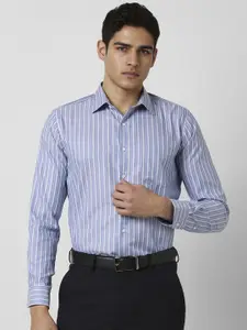Van Heusen Men Slim Fit Spread Collar Vertical Striped Cotton Formal Shirt