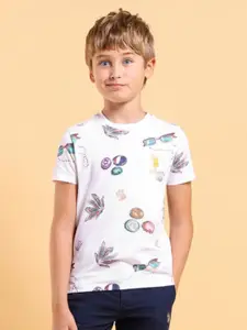 U.S. Polo Assn. Kids Boys Conversational Printed Round Neck Cotton T-shirt