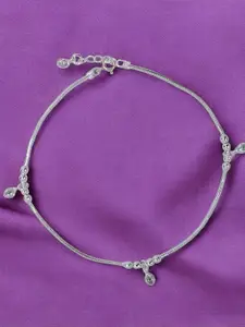 Taraash 925 Sterling Silver Crystal Studded Charm Anklet