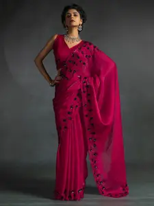 Saree mall Embellished Sequinned Satin Sarees