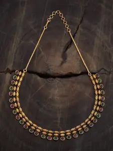 Kushal's Fashion Jewellery Copper Gold-Plated Stone Studded Antique Necklace
