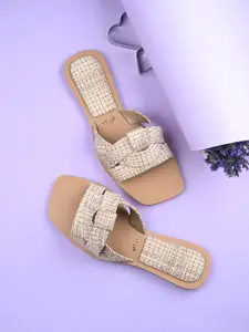 Styli Women Woven Design Open Toe Flats
