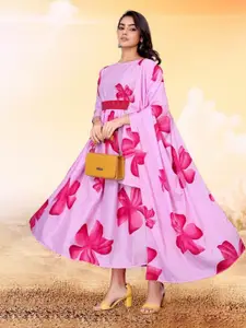 Raiyani Fashion Floral Printed Fit & Flare Maxi Ethnic Dress