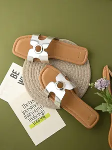 Styli Women Textured Open Toe Flats