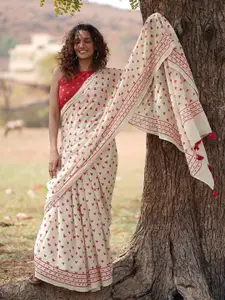 Chidiyaa Dil Awara Handblock Printed Cotton Saree
