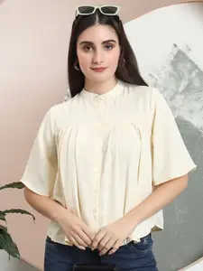 all about you Women Mandarin Collar Solid Casual Shirt