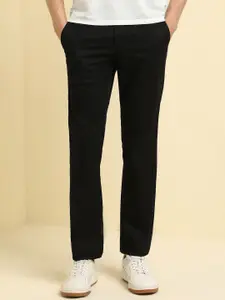 Allen Solly Black Regular Fit Solid Casual Trousers