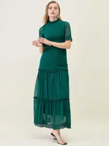 aayu  Women Solid Ruffled Georgette Maxi Dress