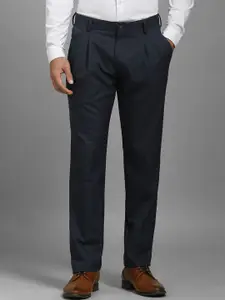 Louis Philippe Men Checked Pleated Trousers